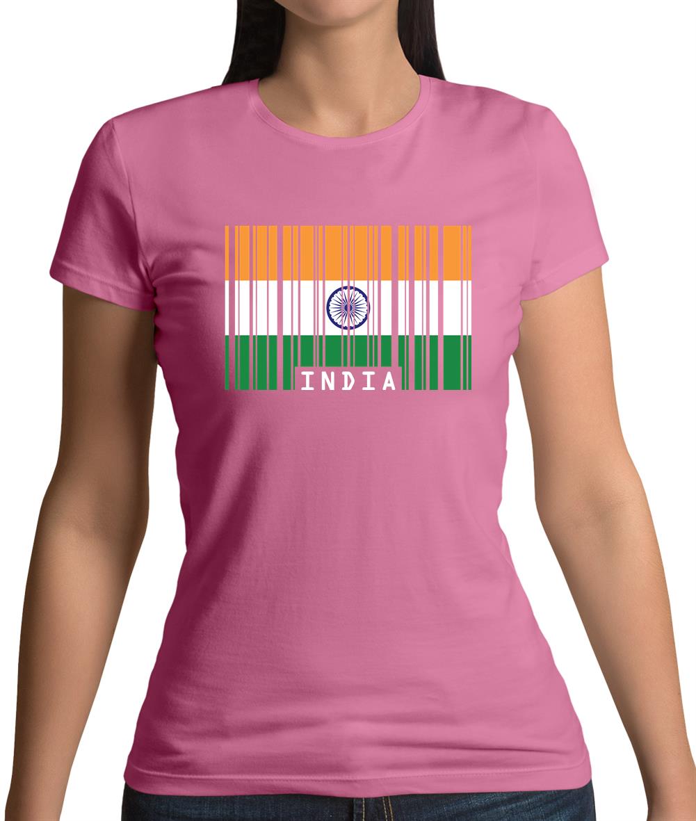 India Barcode Style Flag Womens T-Shirt India Barcode Style Flag Womens T-Shirt