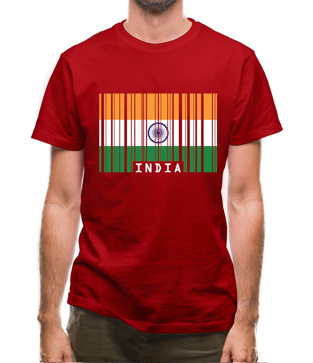 India Barcode Style Flag Mens T-Shirt India Barcode Style Flag Mens T-Shirt