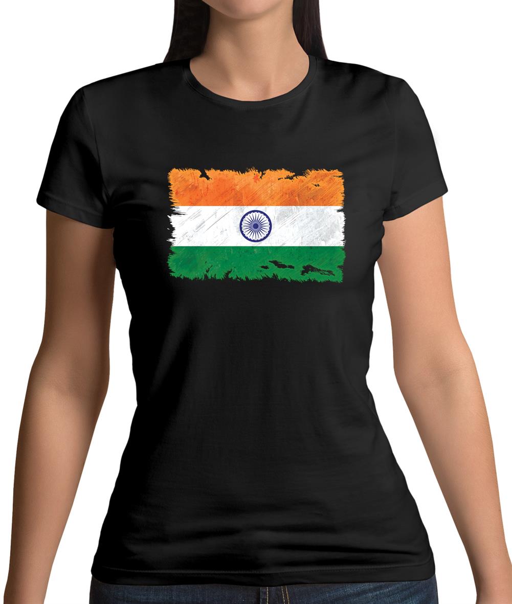India Grunge Style Flag Womens T-Shirt India Grunge Style Flag Womens T-Shirt