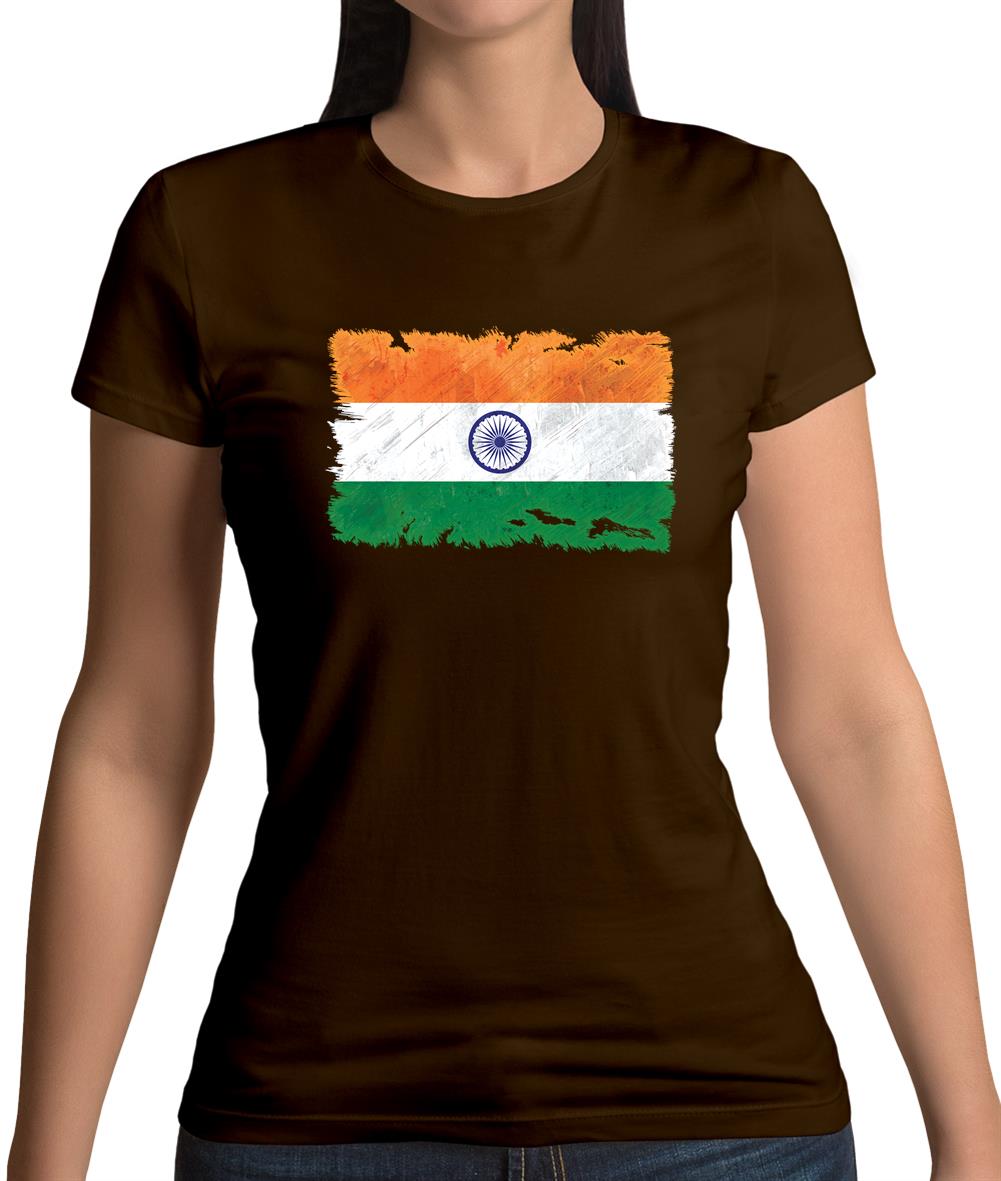 India Grunge Style Flag Womens T-Shirt India Grunge Style Flag Womens T-Shirt