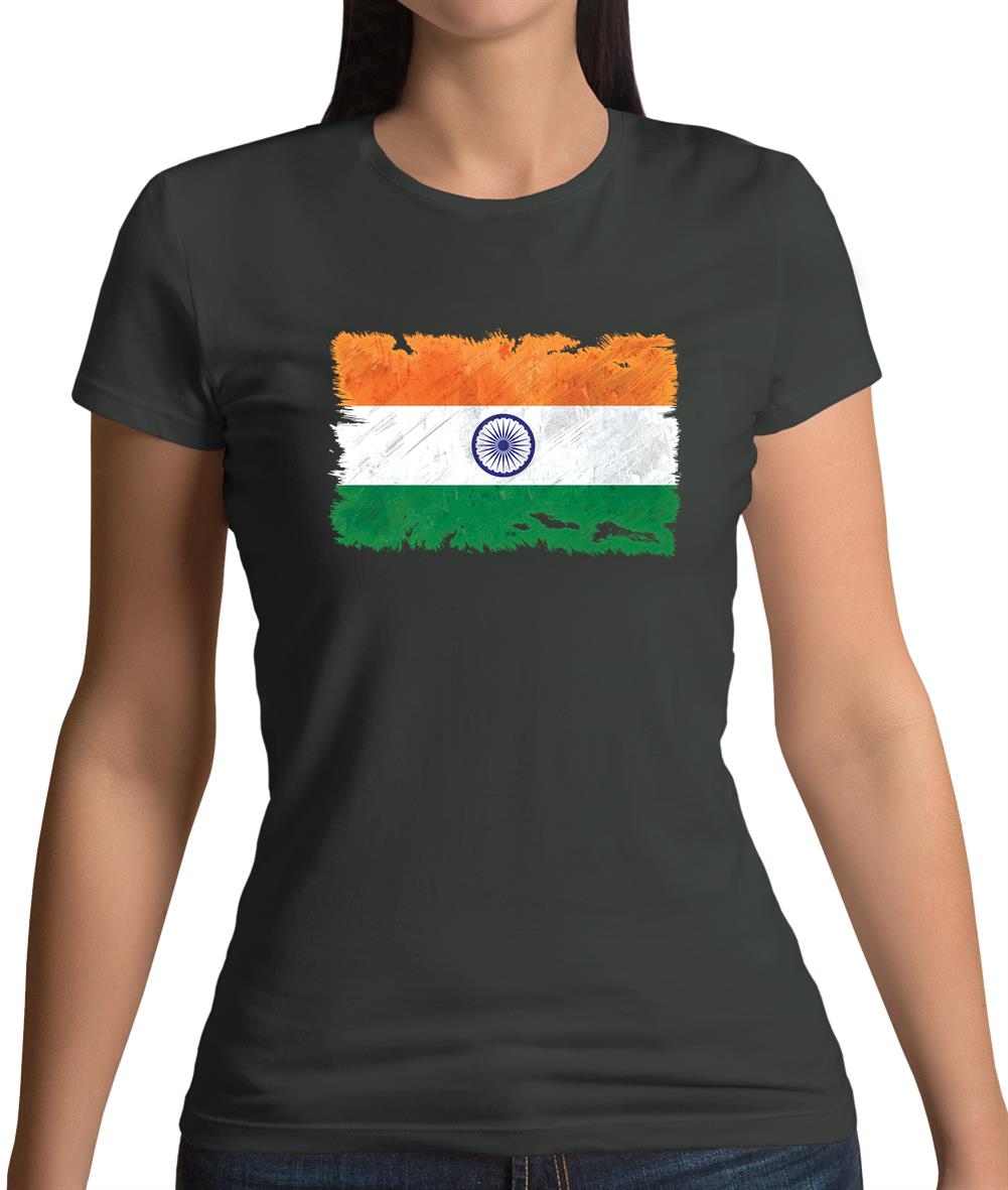 India Grunge Style Flag Womens T-Shirt India Grunge Style Flag Womens T-Shirt