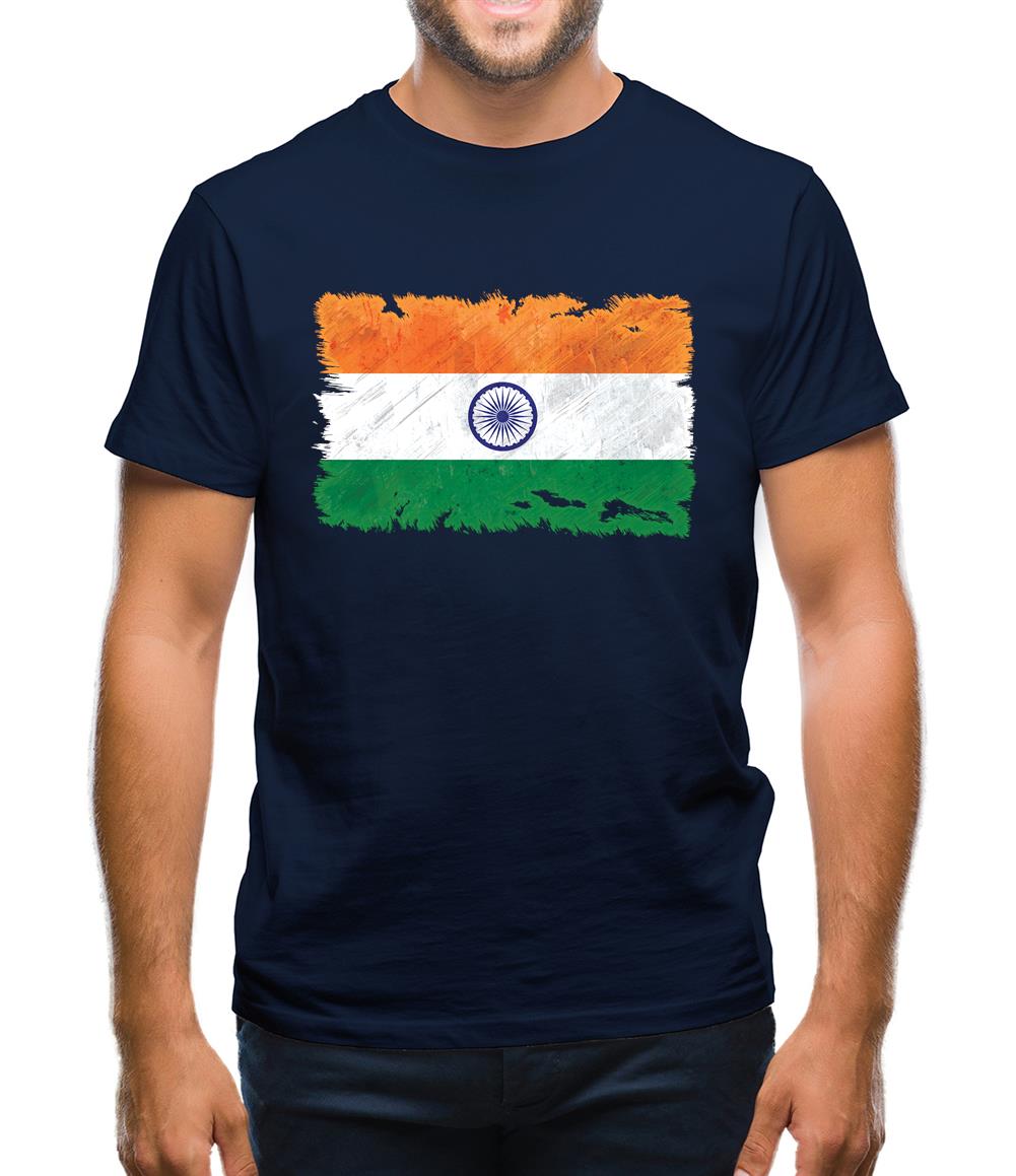 India Grunge Style Flag Mens T-Shirt India Grunge Style Flag Mens T-Shirt