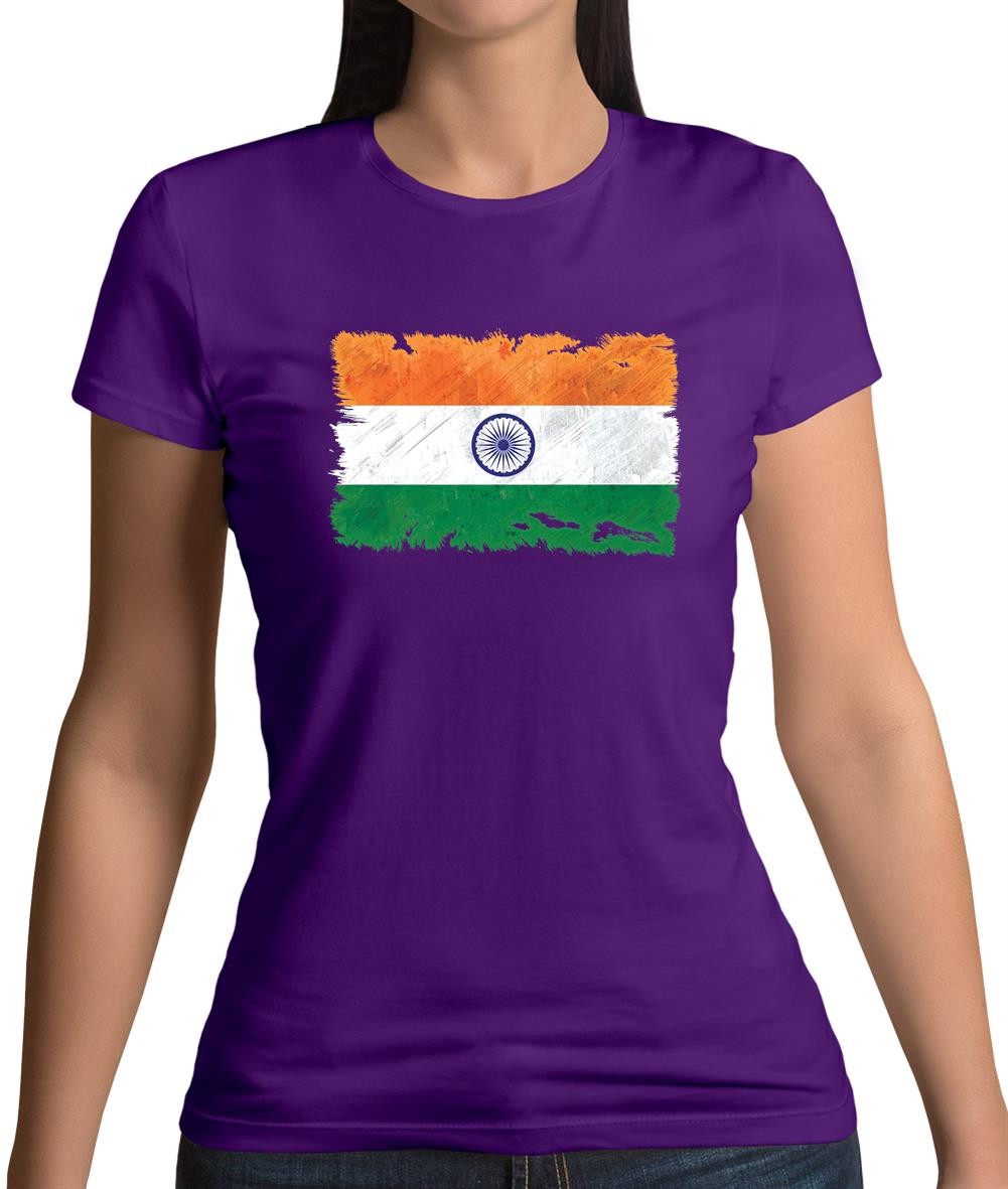 India Grunge Style Flag Womens T-Shirt India Grunge Style Flag Womens T-Shirt