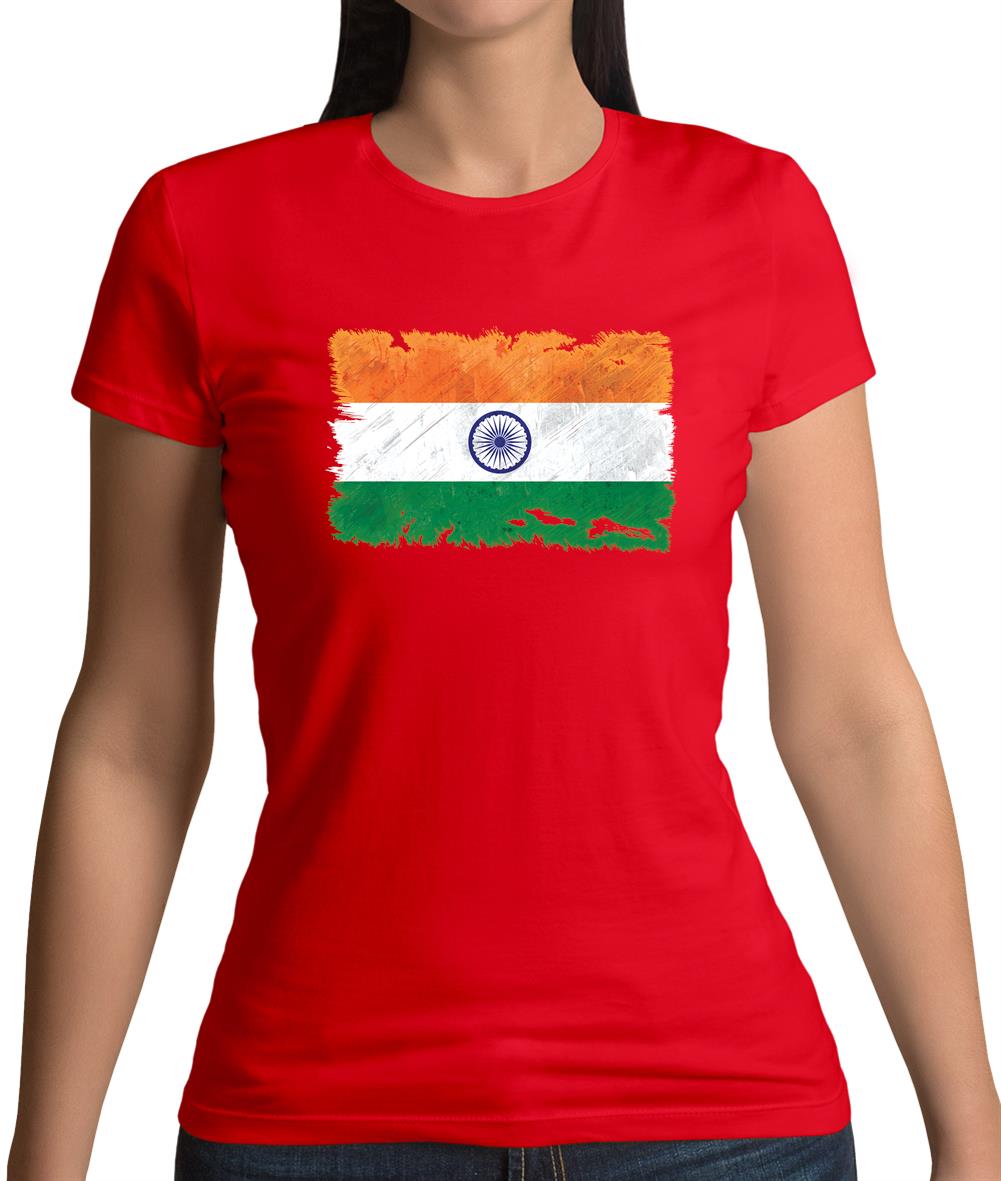 India Grunge Style Flag Womens T-Shirt India Grunge Style Flag Womens T-Shirt