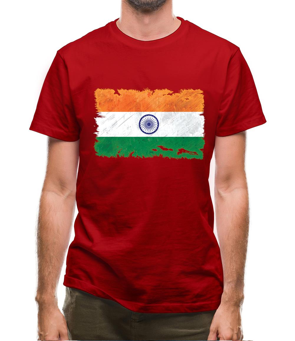 India Grunge Style Flag Mens T-Shirt India Grunge Style Flag Mens T-Shirt
