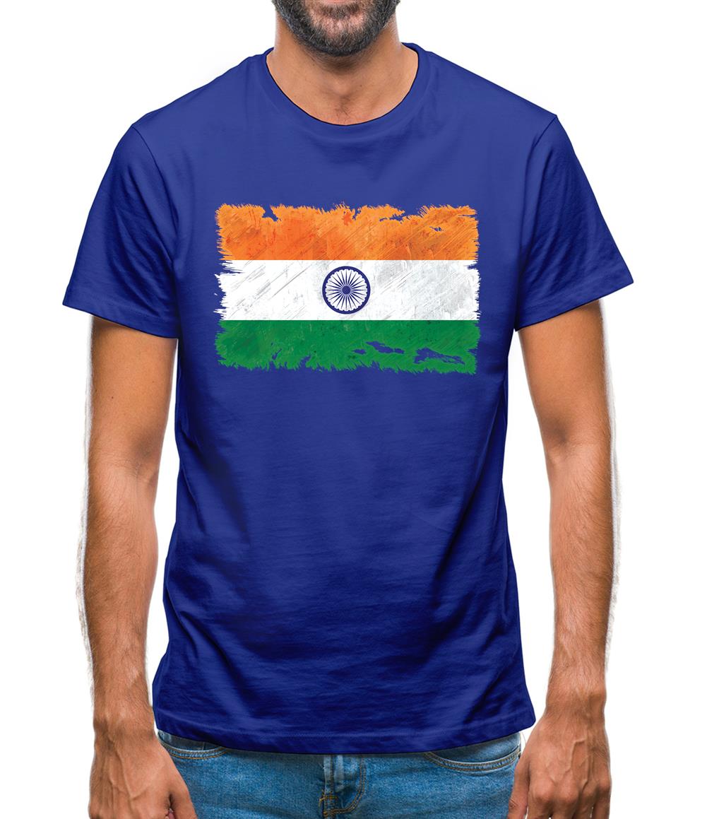 India Grunge Style Flag Mens T-Shirt India Grunge Style Flag Mens T-Shirt