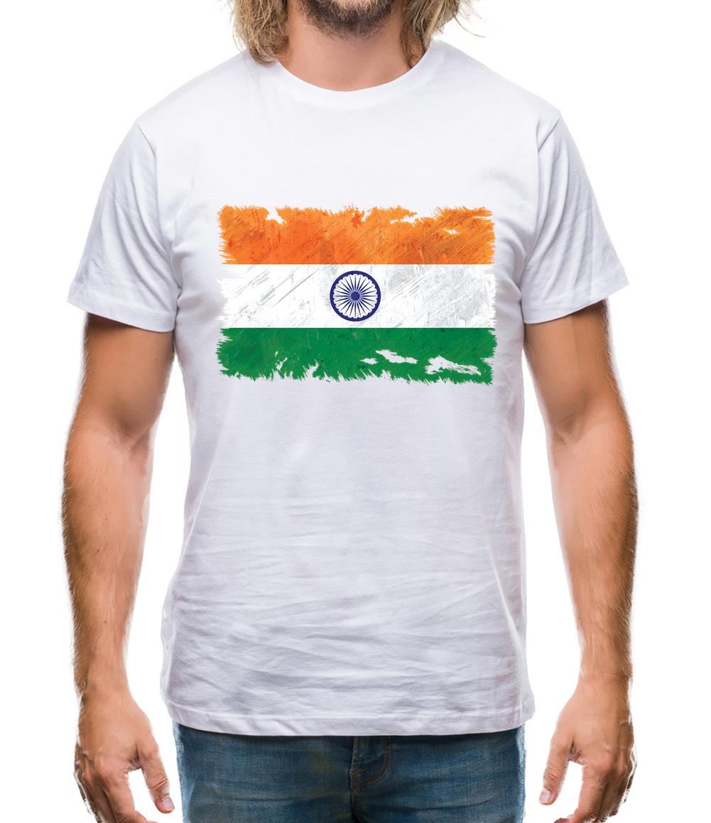 India Grunge Style Flag Mens T-Shirt India Grunge Style Flag Mens T-Shirt