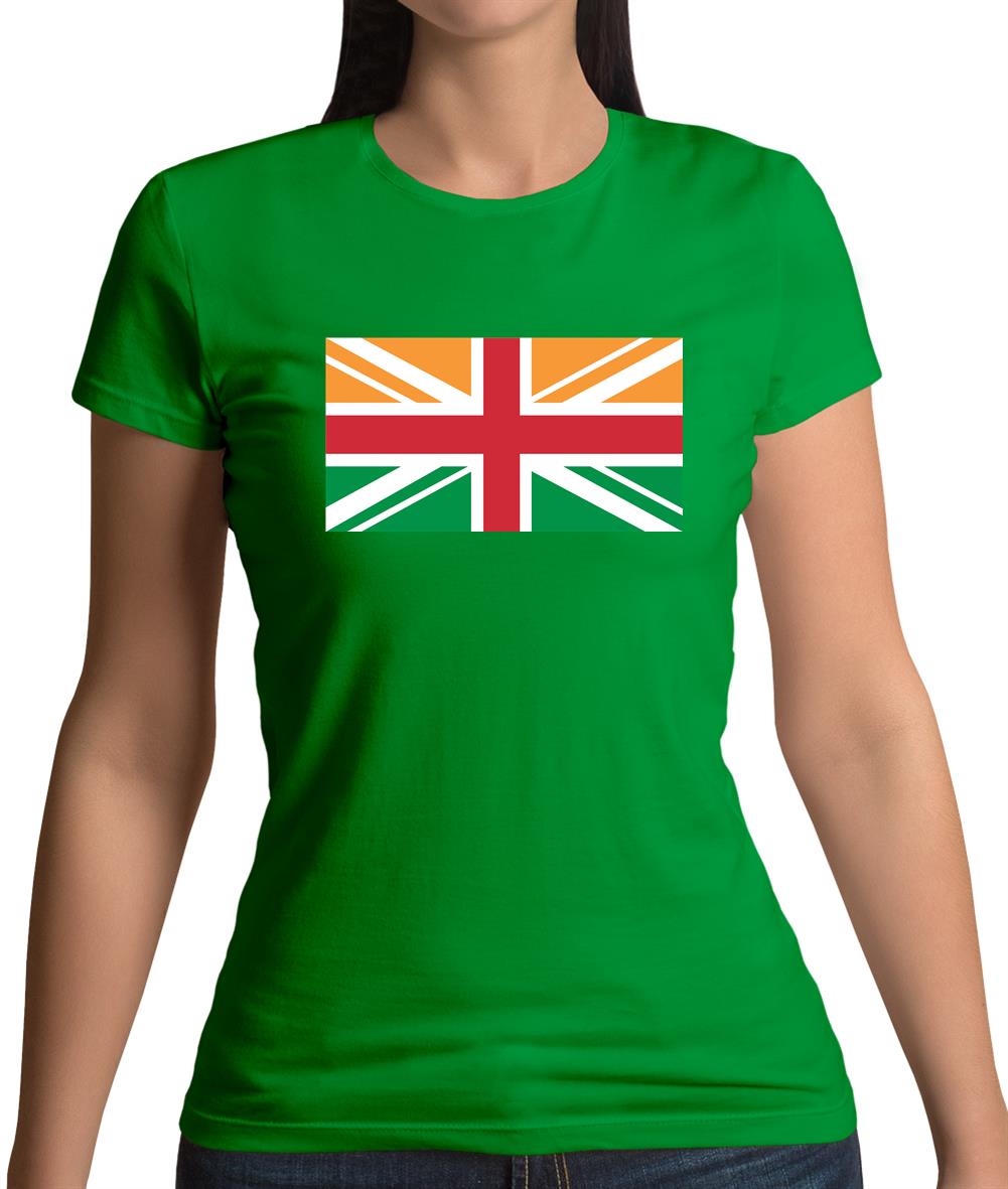 Indian Union Jack Flag Womens T-Shirt Indian Union Jack Flag Womens T-Shirt