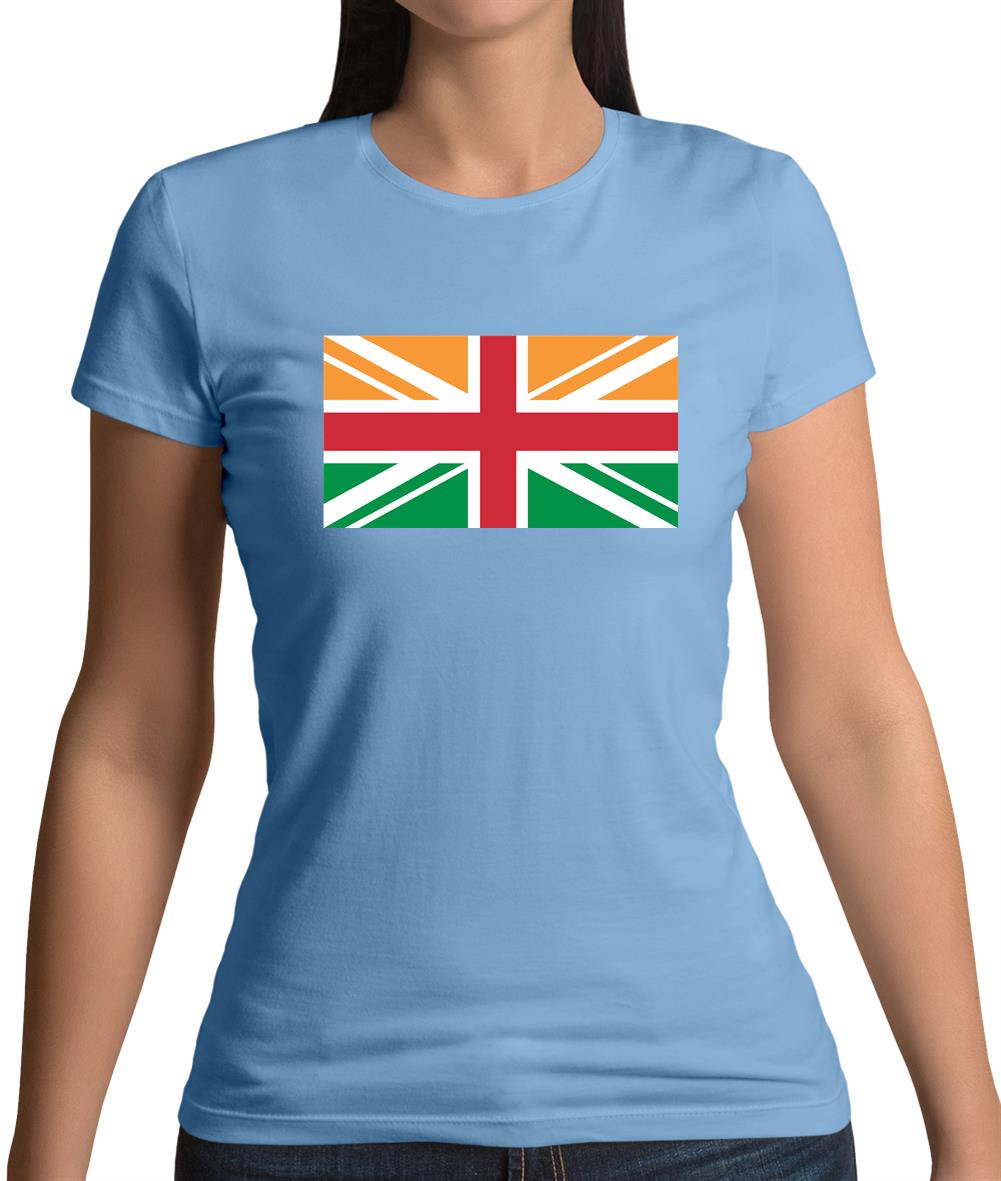 Indian Union Jack Flag Womens T-Shirt Indian Union Jack Flag Womens T-Shirt