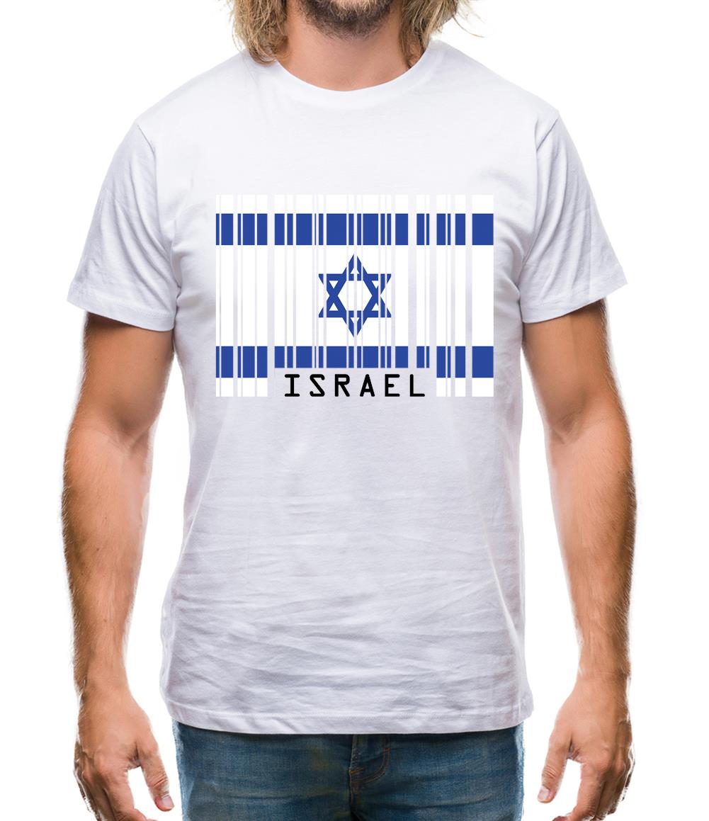 Israel Barcode Style Flag Mens T-Shirt Israel Barcode Style Flag Mens T-Shirt