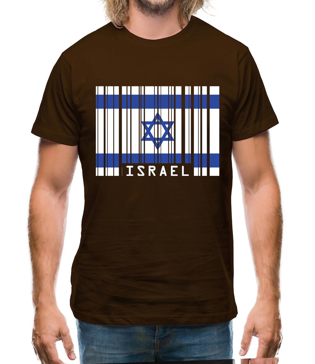 Israel Barcode Style Flag Mens T-Shirt Israel Barcode Style Flag Mens T-Shirt