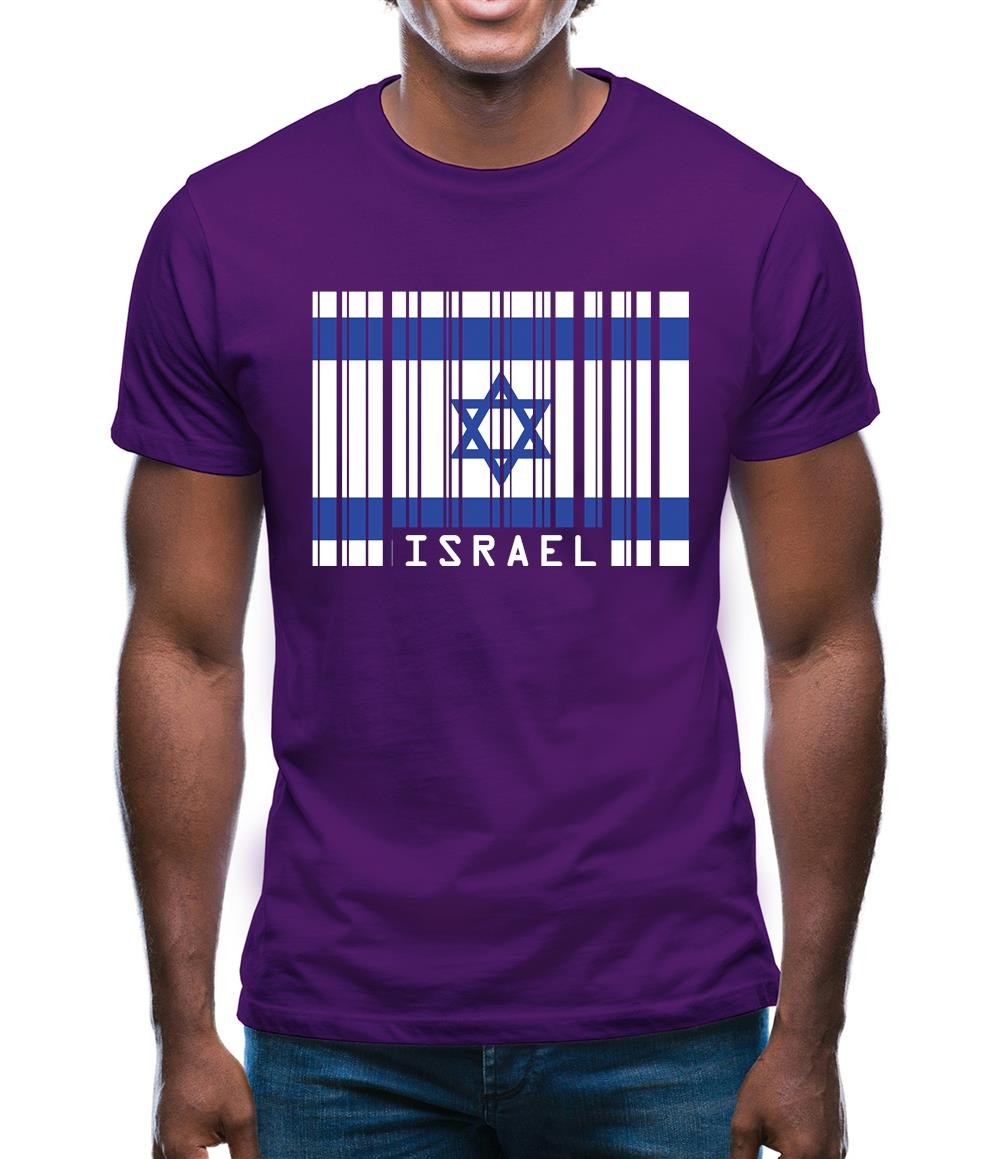 Israel Barcode Style Flag Mens T-Shirt Israel Barcode Style Flag Mens T-Shirt