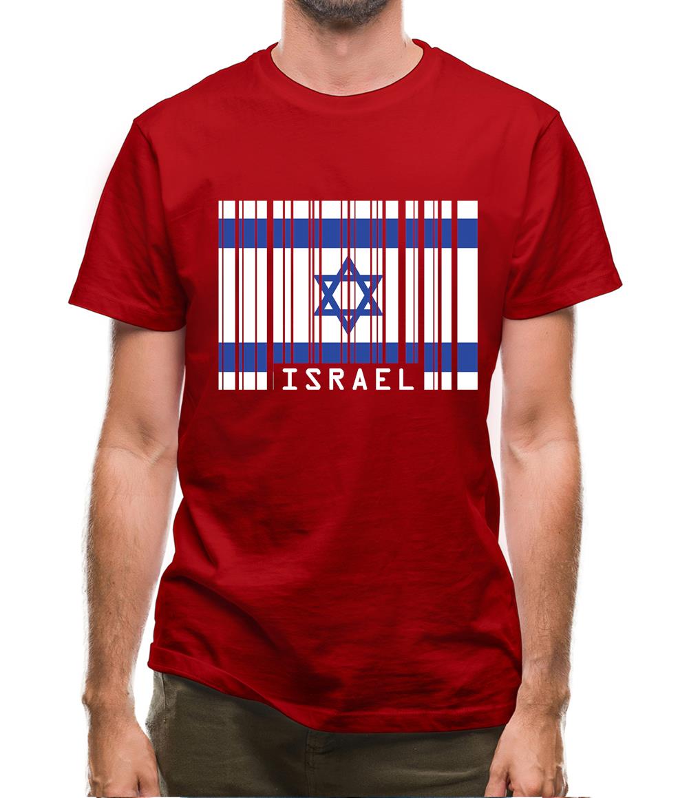 Israel Barcode Style Flag Mens T-Shirt Israel Barcode Style Flag Mens T-Shirt