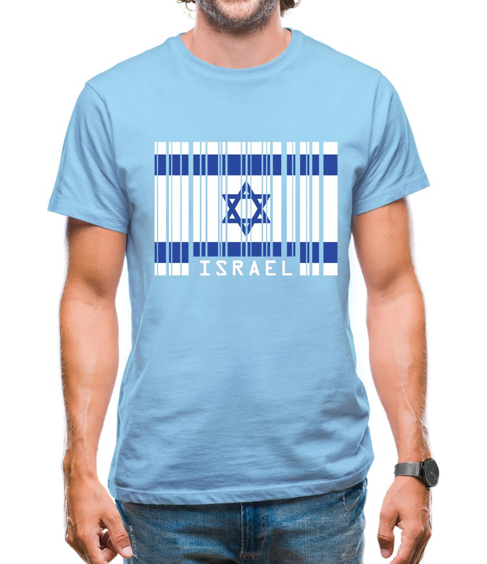 Israel Barcode Style Flag Mens T-Shirt Israel Barcode Style Flag Mens T-Shirt