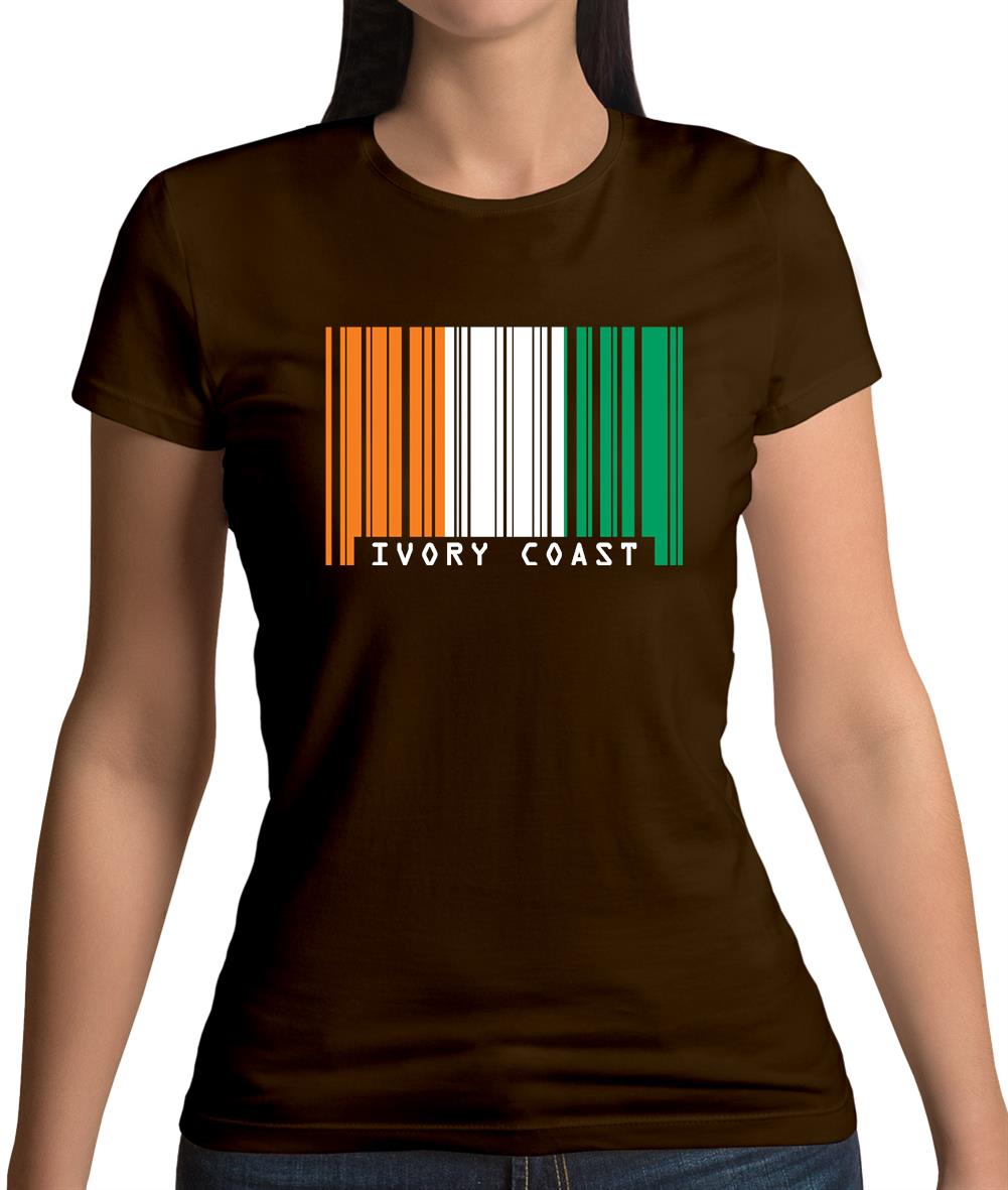 Ivory Coast Barcode Style Flag Womens T-Shirt Ivory Coast Barcode Style Flag Womens T-Shirt