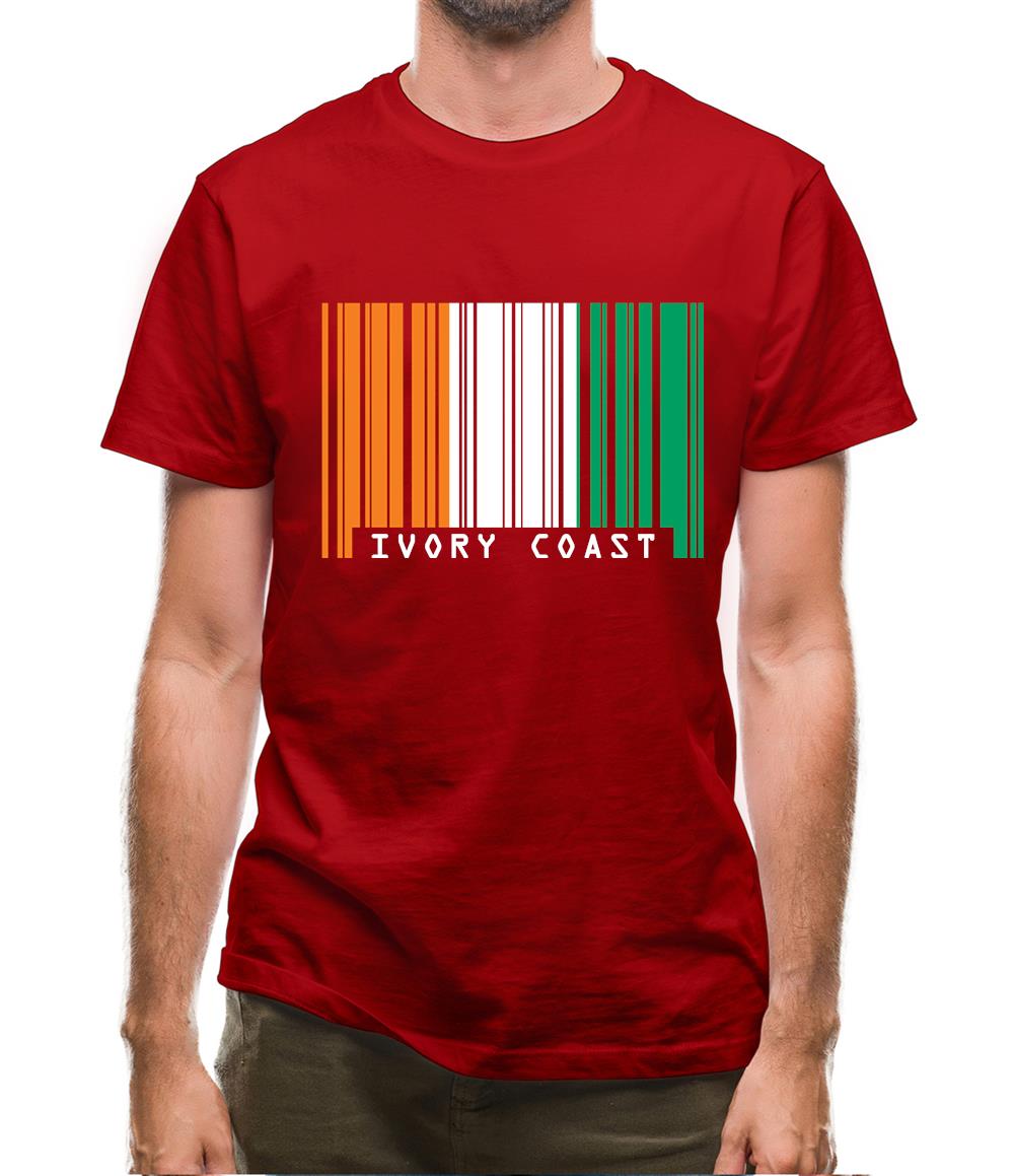 Ivory Coast  Barcode Style Flag Mens T-Shirt Ivory Coast  Barcode Style Flag Mens T-Shirt