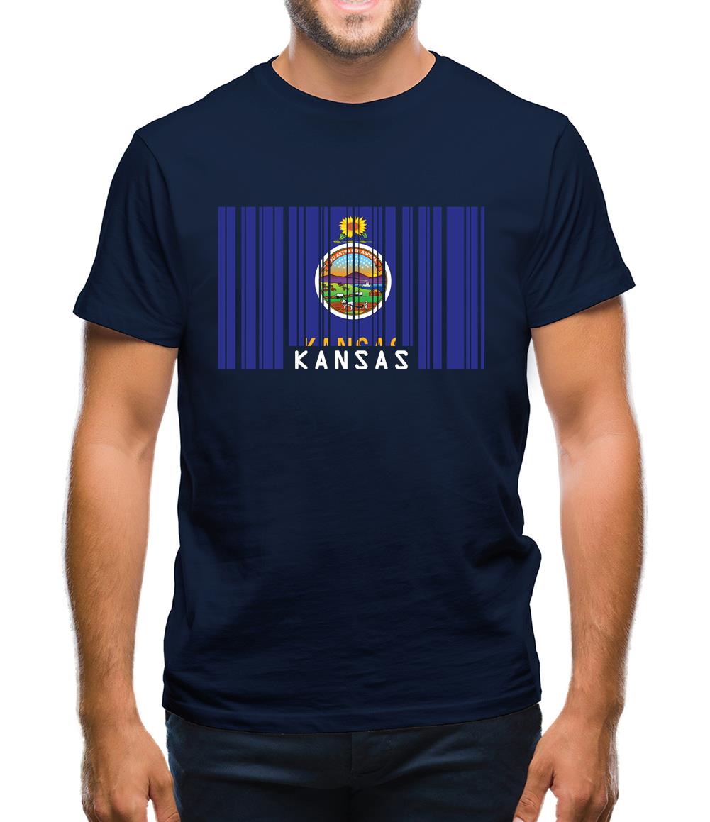 Kansas Barcode Style Flag Mens T-Shirt Kansas Barcode Style Flag Mens T-Shirt