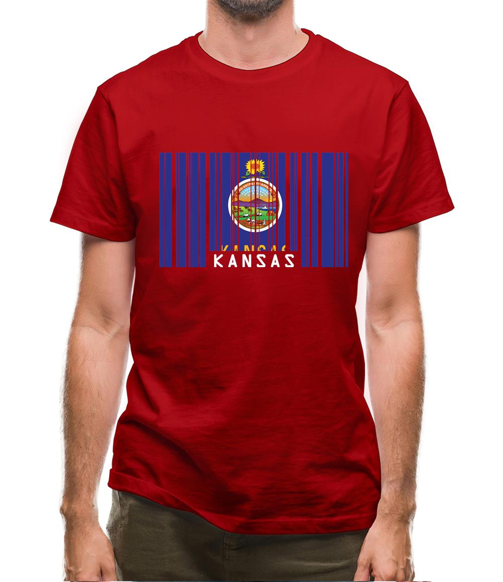 Kansas Barcode Style Flag Mens T-Shirt Kansas Barcode Style Flag Mens T-Shirt