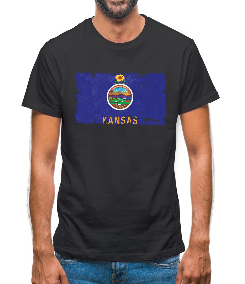 Kansas Grunge Style Flag Mens T-Shirt Kansas Grunge Style Flag Mens T-Shirt
