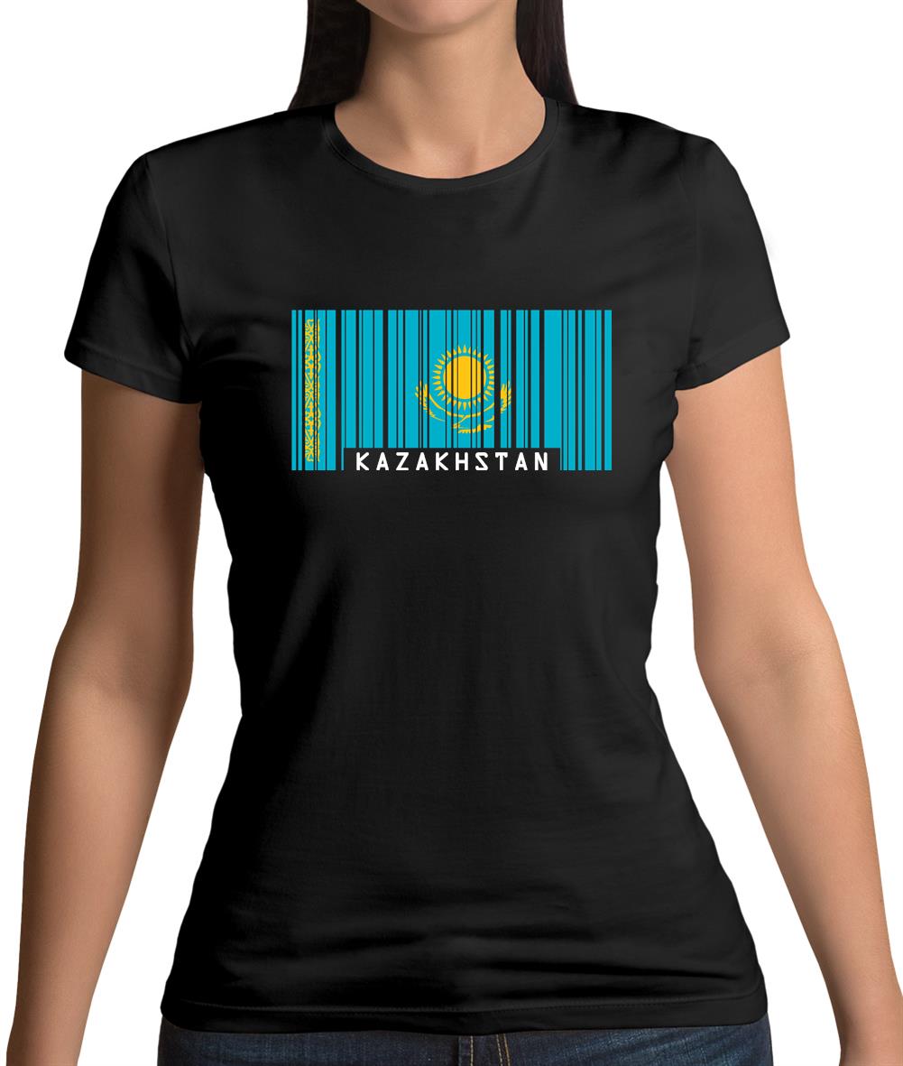 Kazakhstan Barcode Style Flag Womens T-Shirt Kazakhstan Barcode Style Flag Womens T-Shirt