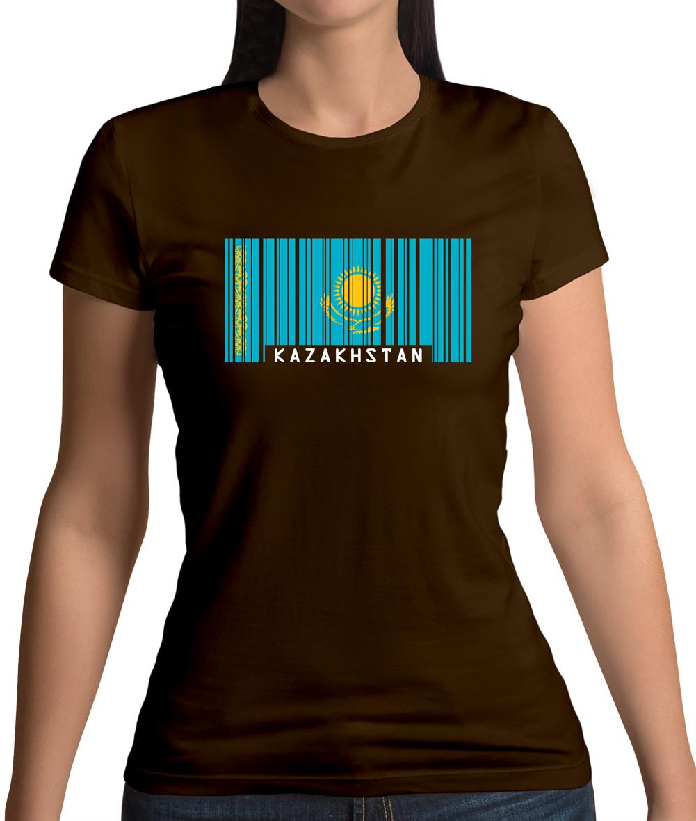 Kazakhstan Barcode Style Flag Womens T-Shirt Kazakhstan Barcode Style Flag Womens T-Shirt