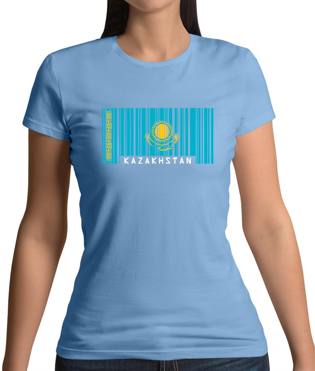 Kazakhstan Barcode Style Flag Womens T-Shirt Kazakhstan Barcode Style Flag Womens T-Shirt