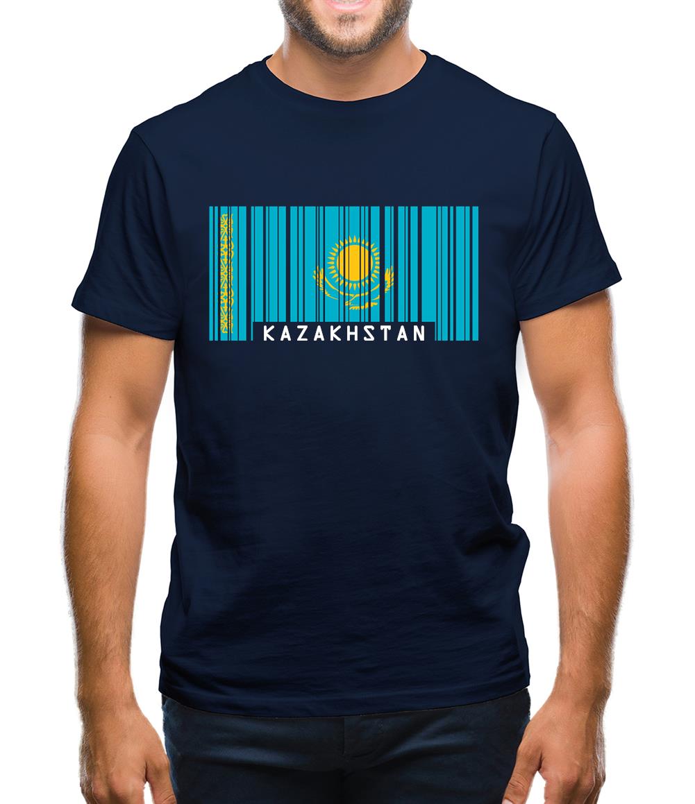 Kazakhstan Barcode Style Flag Mens T-Shirt Kazakhstan Barcode Style Flag Mens T-Shirt