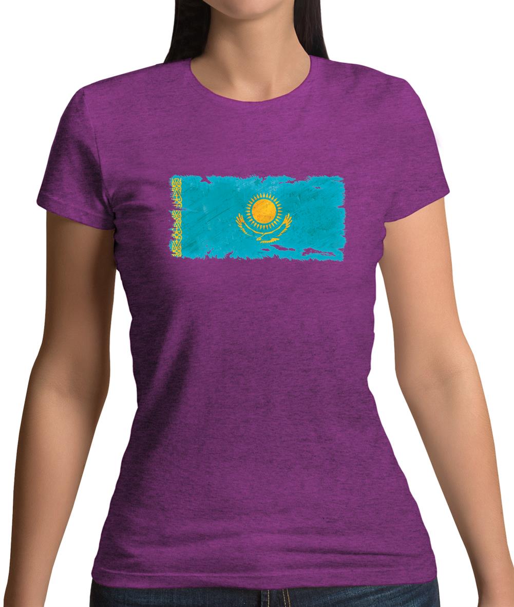 Kazakhstan Grunge Style Flag Womens T-Shirt Kazakhstan Grunge Style Flag Womens T-Shirt