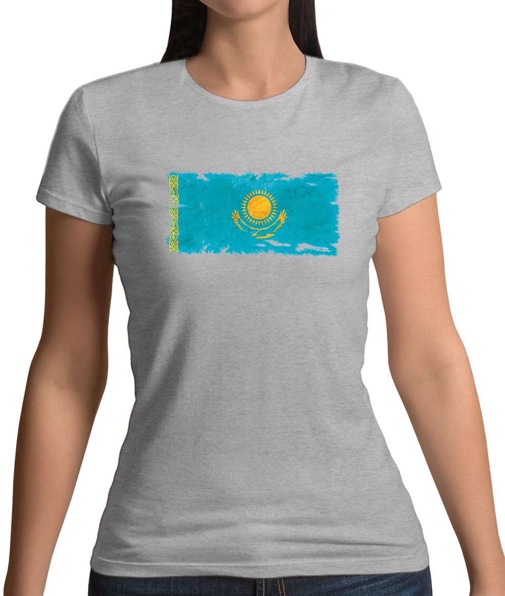 Kazakhstan Grunge Style Flag Womens T-Shirt Kazakhstan Grunge Style Flag Womens T-Shirt