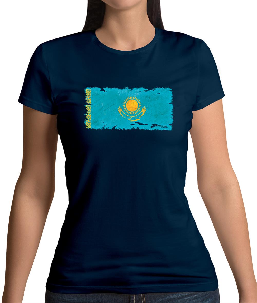 Kazakhstan Grunge Style Flag Womens T-Shirt Kazakhstan Grunge Style Flag Womens T-Shirt