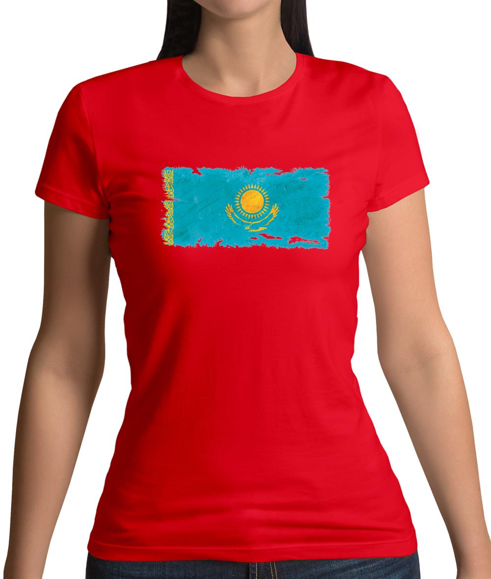 Kazakhstan Grunge Style Flag Womens T-Shirt Kazakhstan Grunge Style Flag Womens T-Shirt