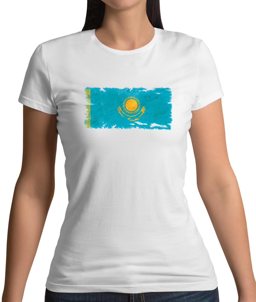 Kazakhstan Grunge Style Flag Womens T-Shirt Kazakhstan Grunge Style Flag Womens T-Shirt