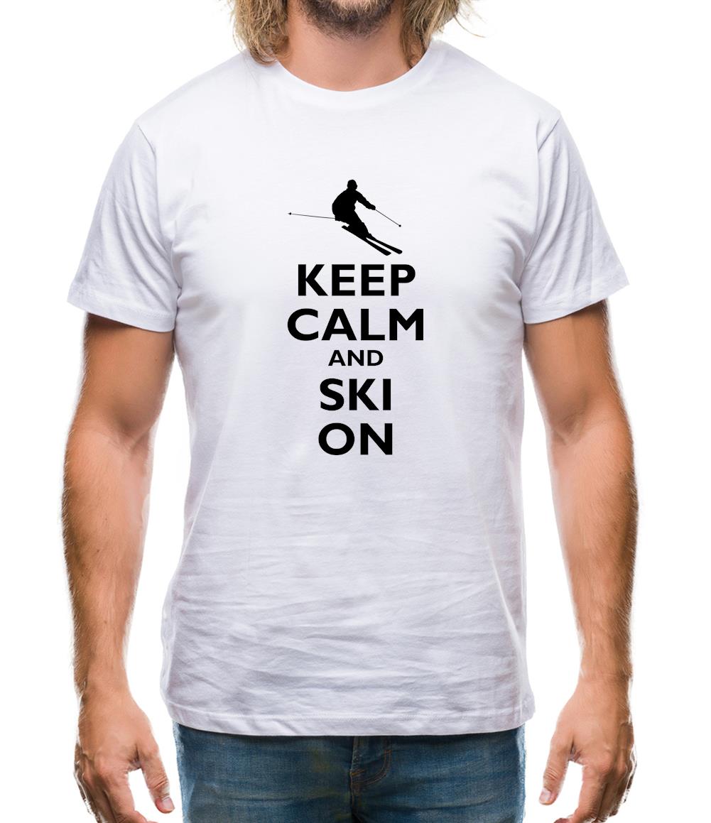 Keep Calm And Ski On Mens T-Shirt Keep Calm And Ski On Mens T-Shirt