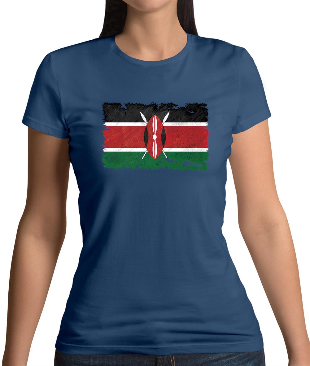 Kenya Grunge Style Flag Womens T-Shirt Kenya Grunge Style Flag Womens T-Shirt