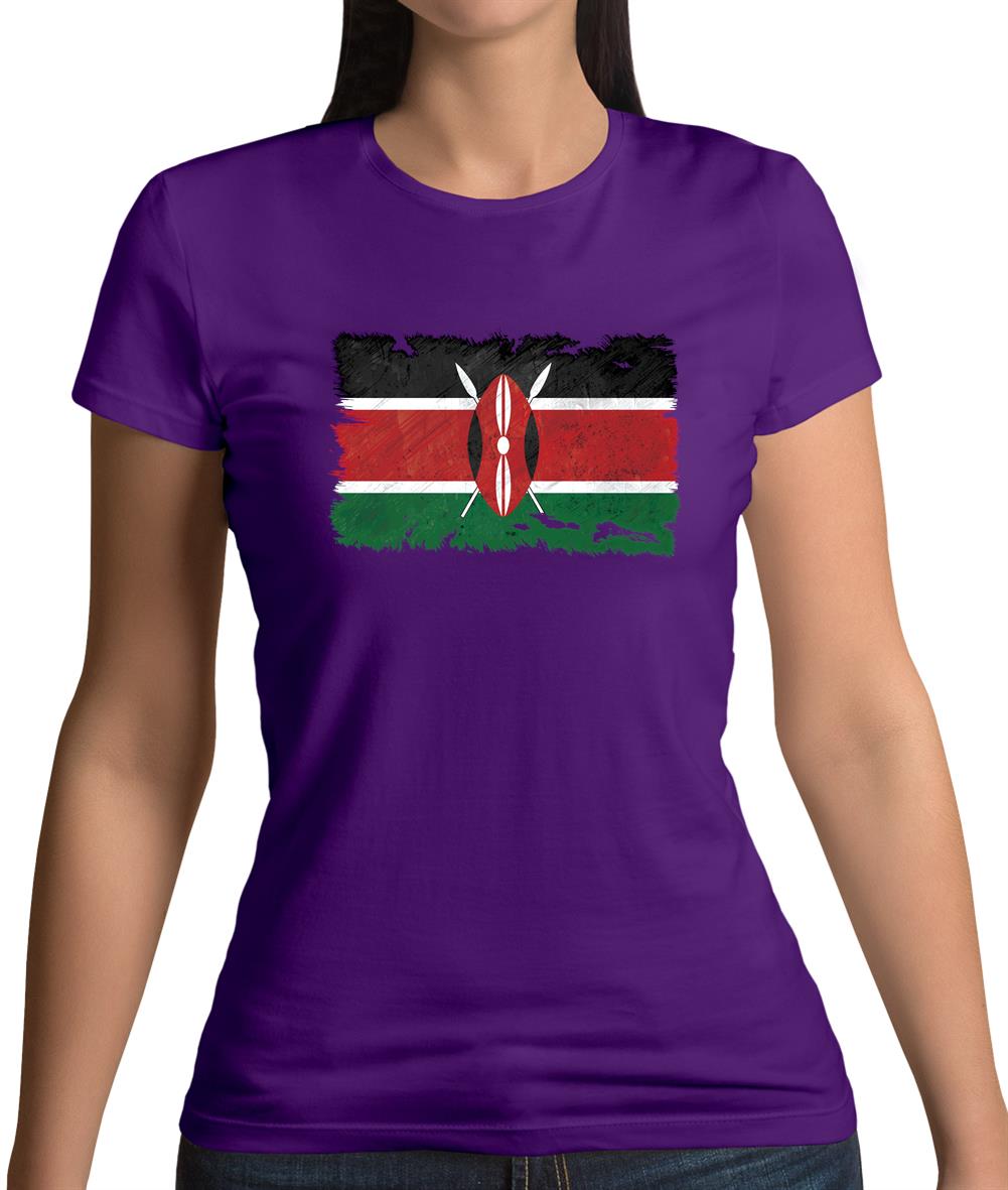 Kenya Grunge Style Flag Womens T-Shirt Kenya Grunge Style Flag Womens T-Shirt
