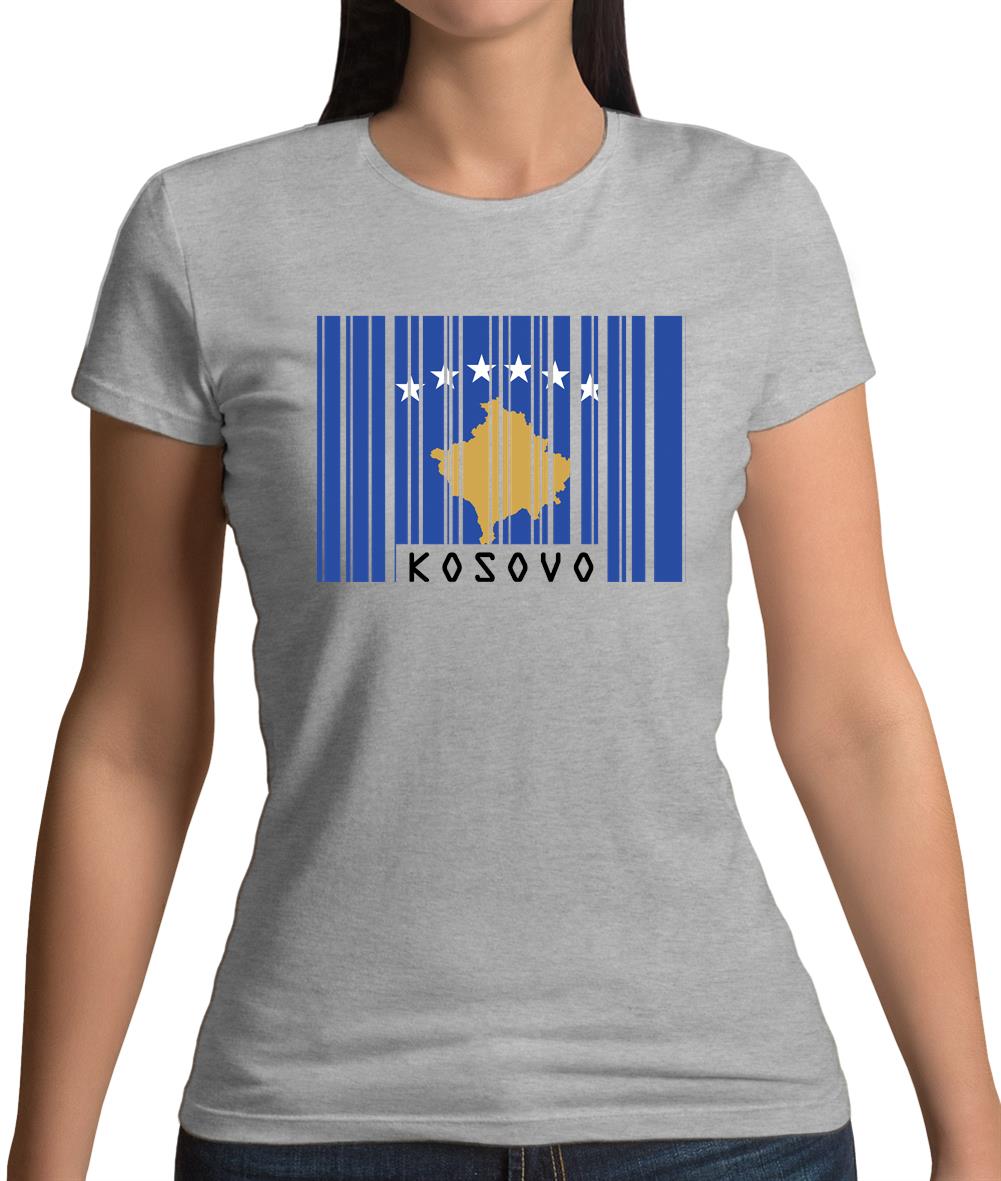 Kosovo Barcode Style Flag Womens T-Shirt Kosovo Barcode Style Flag Womens T-Shirt