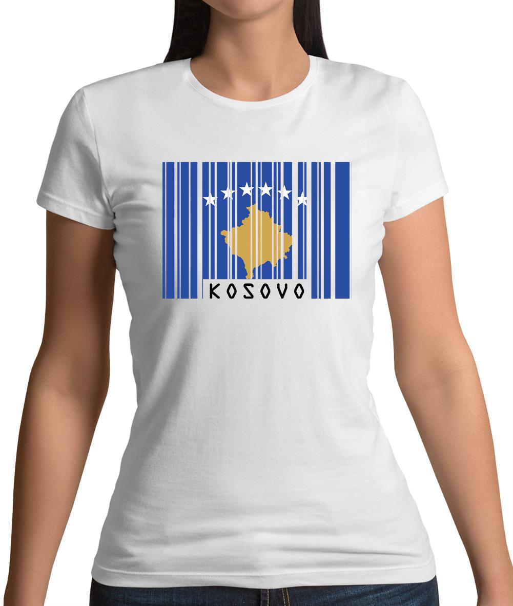 Kosovo Barcode Style Flag Womens T-Shirt Kosovo Barcode Style Flag Womens T-Shirt