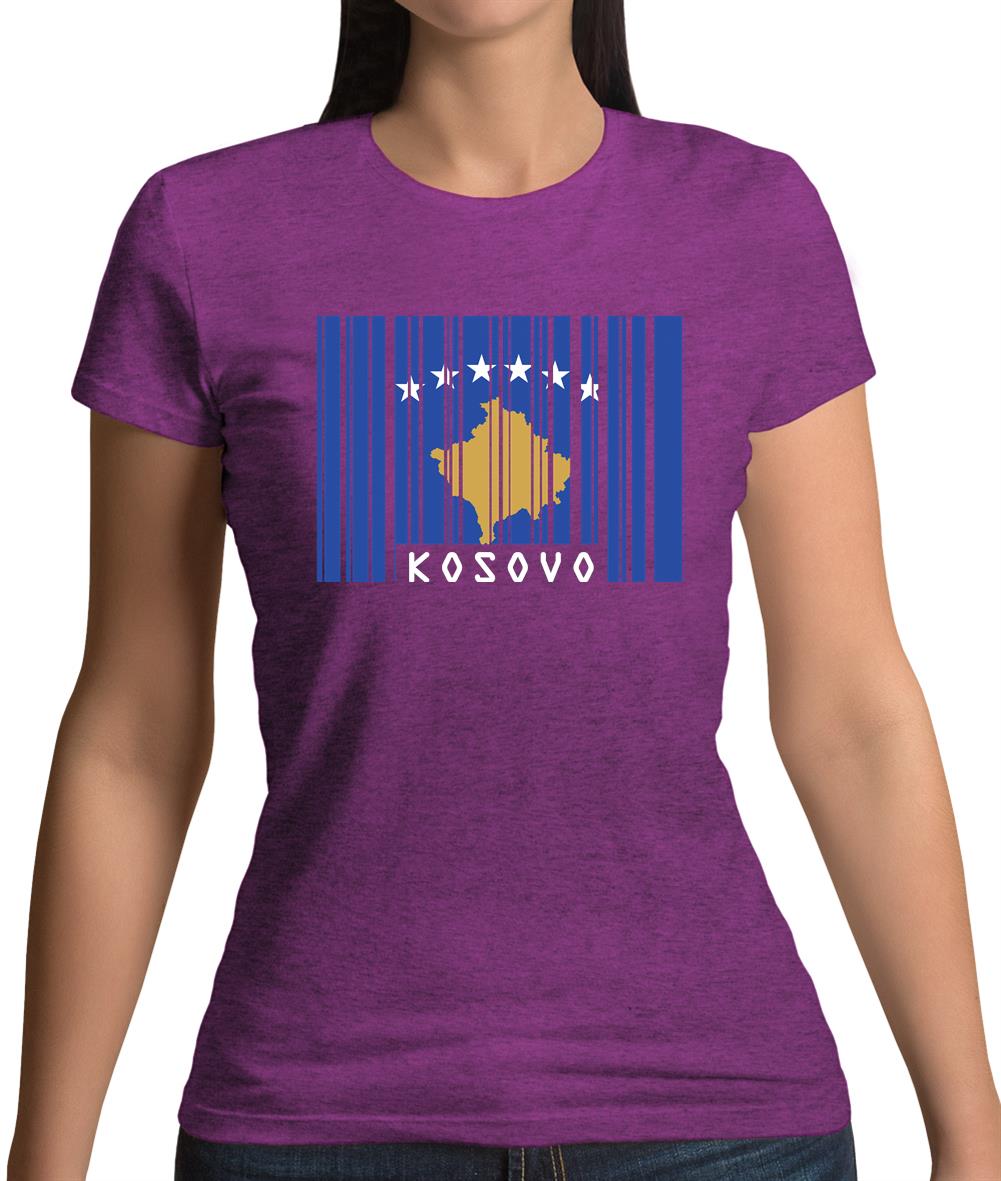 Kosovo Barcode Style Flag Womens T-Shirt Kosovo Barcode Style Flag Womens T-Shirt