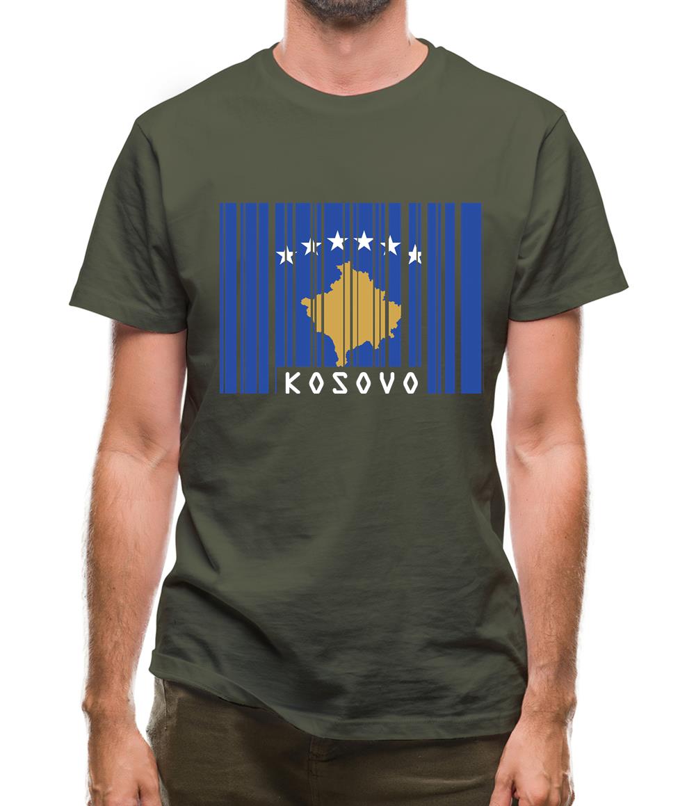 Kosovo Barcode Style Flag Mens T-Shirt Kosovo Barcode Style Flag Mens T-Shirt
