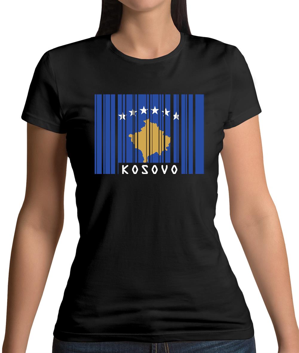Kosovo Barcode Style Flag Womens T-Shirt Kosovo Barcode Style Flag Womens T-Shirt
