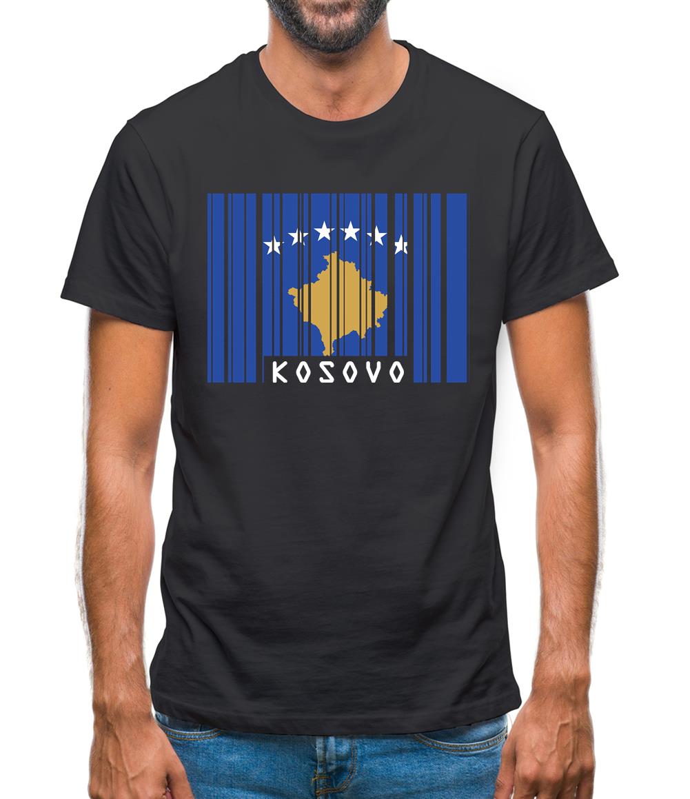 Kosovo Barcode Style Flag Mens T-Shirt Kosovo Barcode Style Flag Mens T-Shirt