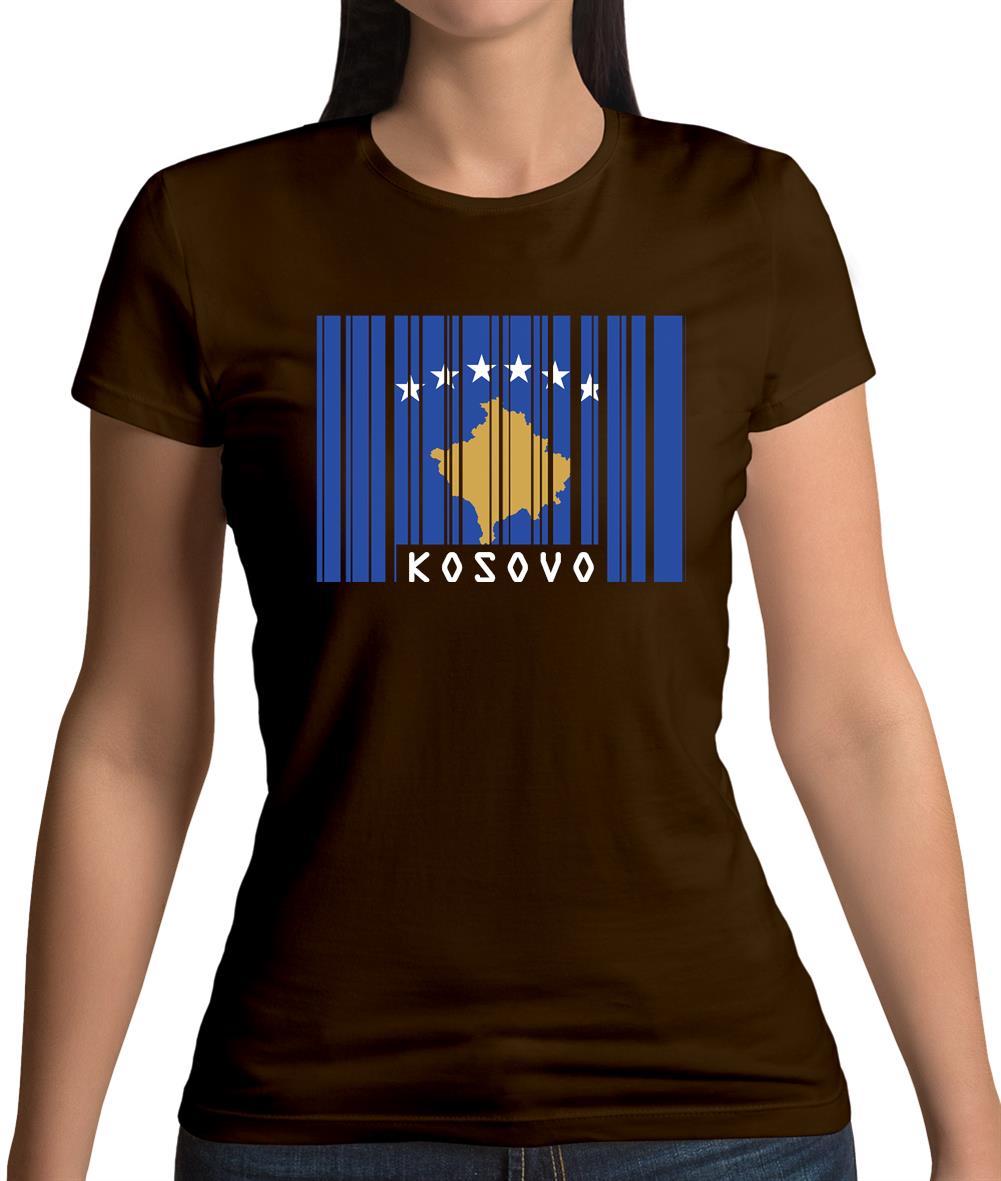 Kosovo Barcode Style Flag Womens T-Shirt Kosovo Barcode Style Flag Womens T-Shirt