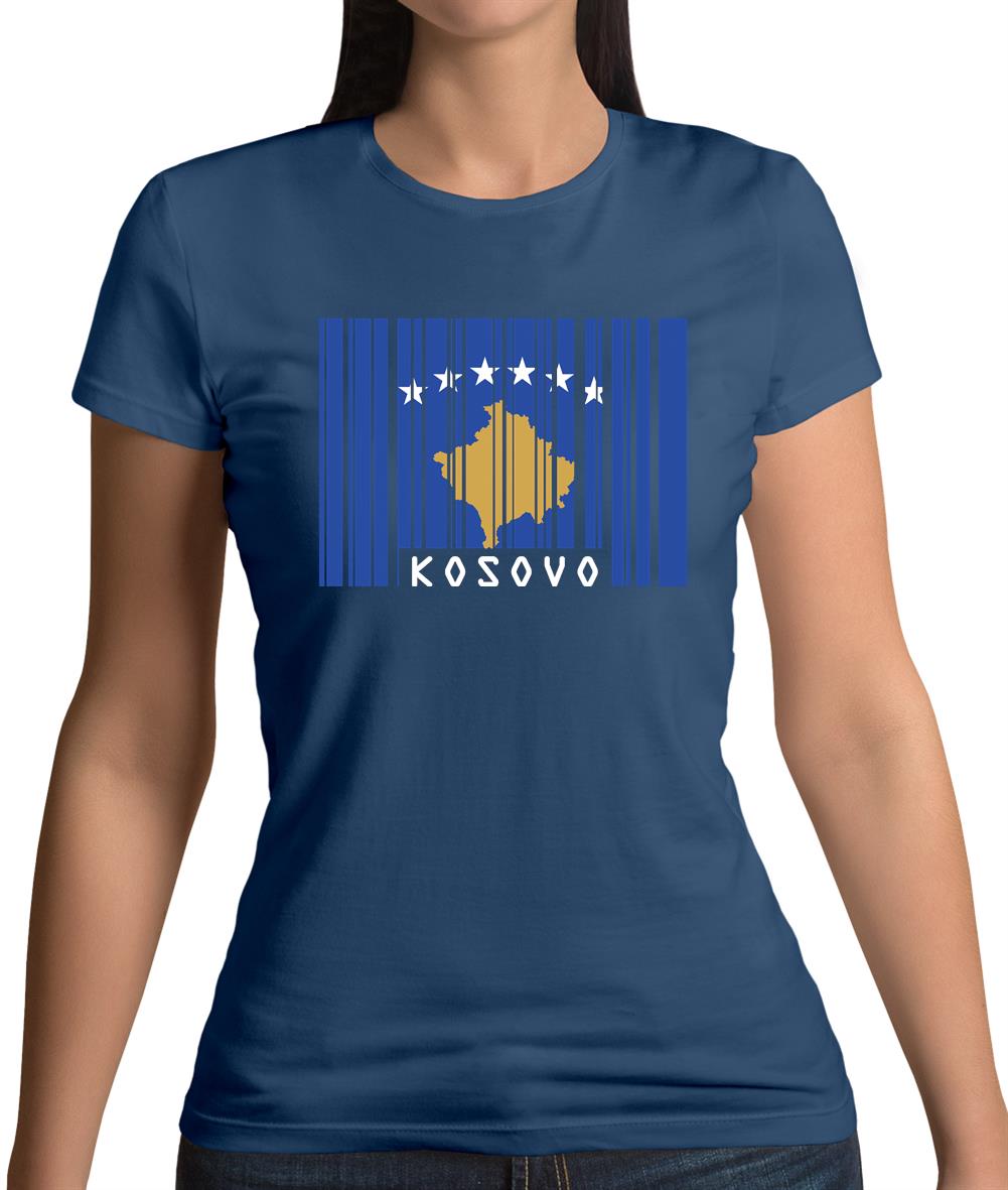 Kosovo Barcode Style Flag Womens T-Shirt Kosovo Barcode Style Flag Womens T-Shirt