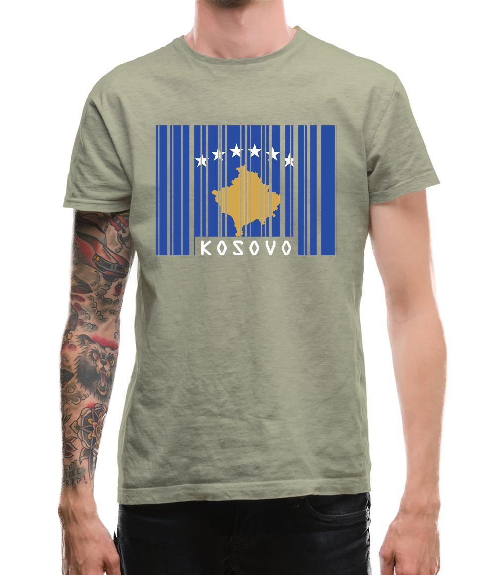 Kosovo Barcode Style Flag Mens T-Shirt Kosovo Barcode Style Flag Mens T-Shirt