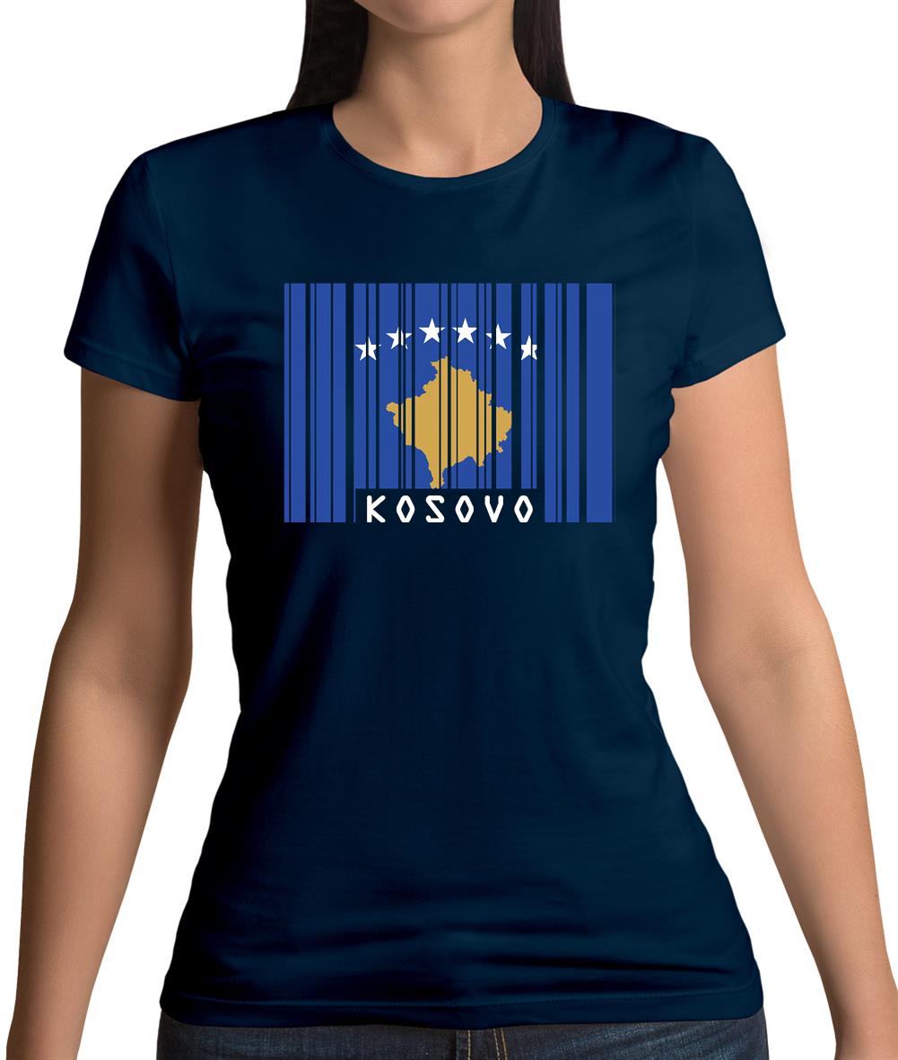 Kosovo Barcode Style Flag Womens T-Shirt Kosovo Barcode Style Flag Womens T-Shirt