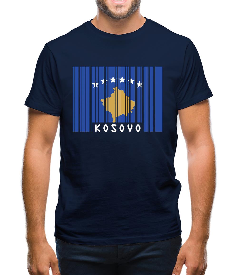 Kosovo Barcode Style Flag Mens T-Shirt Kosovo Barcode Style Flag Mens T-Shirt