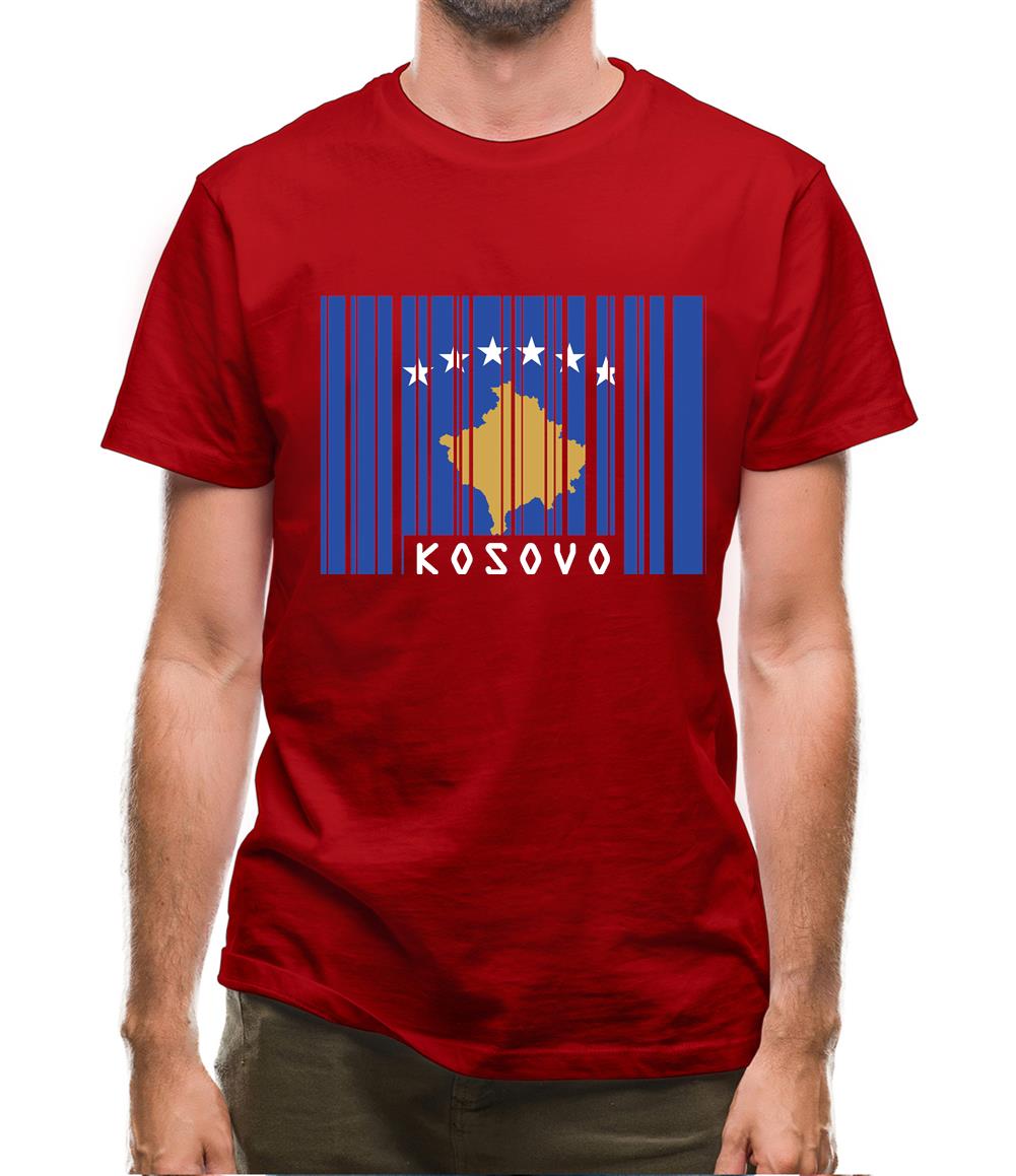 Kosovo Barcode Style Flag Mens T-Shirt Kosovo Barcode Style Flag Mens T-Shirt