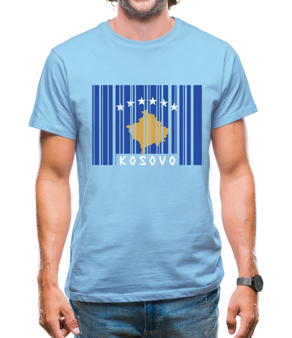 Kosovo Barcode Style Flag Mens T-Shirt Kosovo Barcode Style Flag Mens T-Shirt