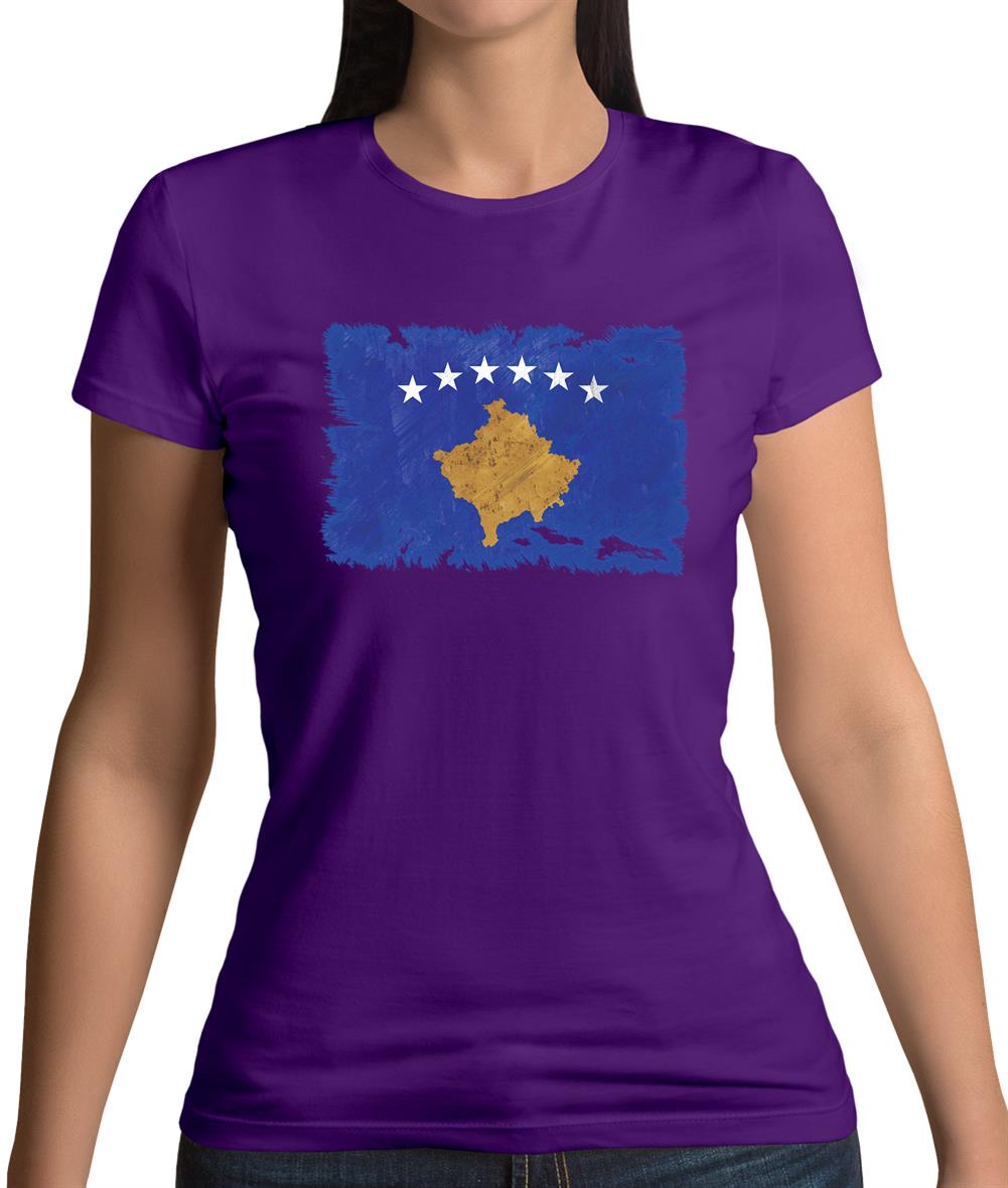 Kosovo Grunge Style Flag Womens T-Shirt Kosovo Grunge Style Flag Womens T-Shirt