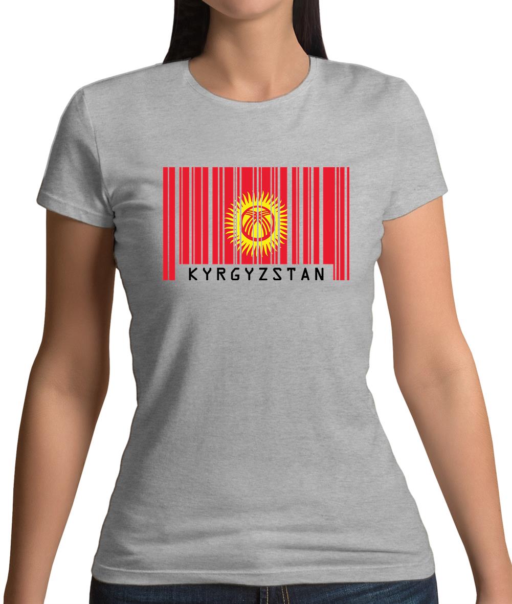 Kyrgyzstan Barcode Style Flag Womens T-Shirt Kyrgyzstan Barcode Style Flag Womens T-Shirt